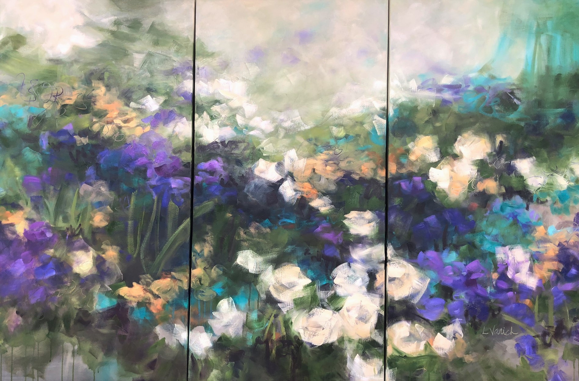 Click here to view In Violets (triptych) by Laura Varich